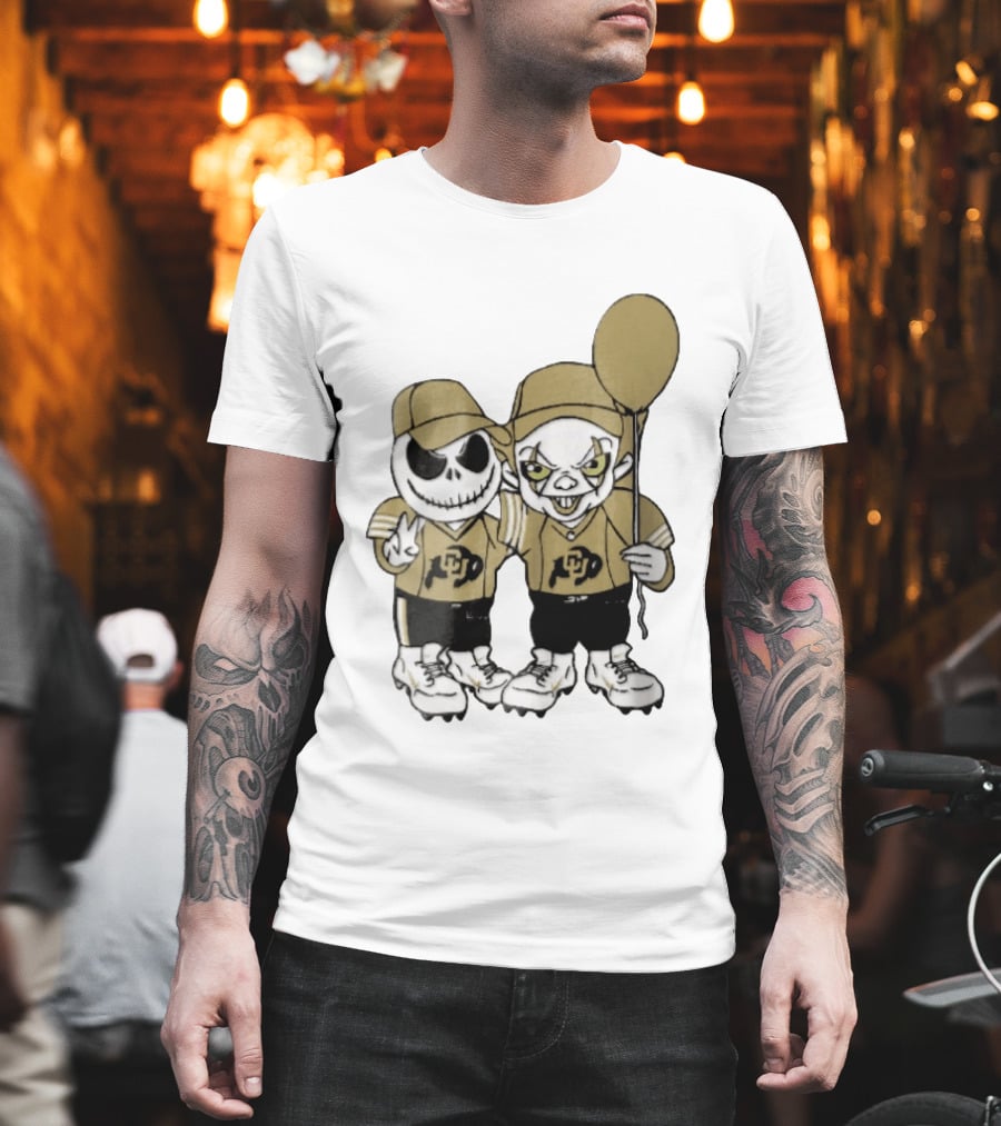 Colorado Buffaloes NCAA Jack Skellington Clown With Balloon Football T-Shirt
