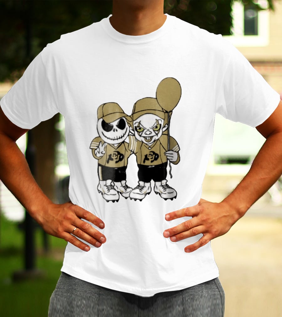Colorado Buffaloes NCAA Jack Skellington Clown With Balloon Football T-Shirt