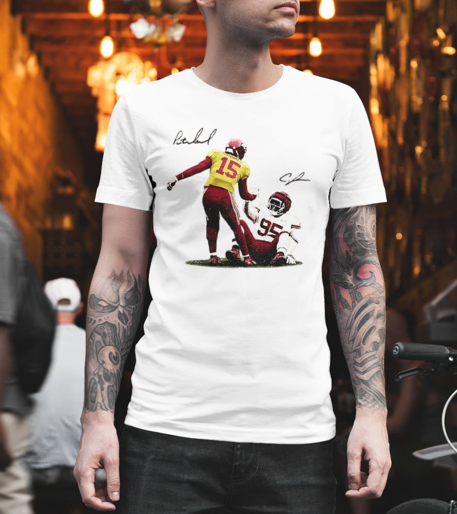 Kansas City Chiefs Mahomes 15 Jones 95 Football Player Signatures T-Shirt