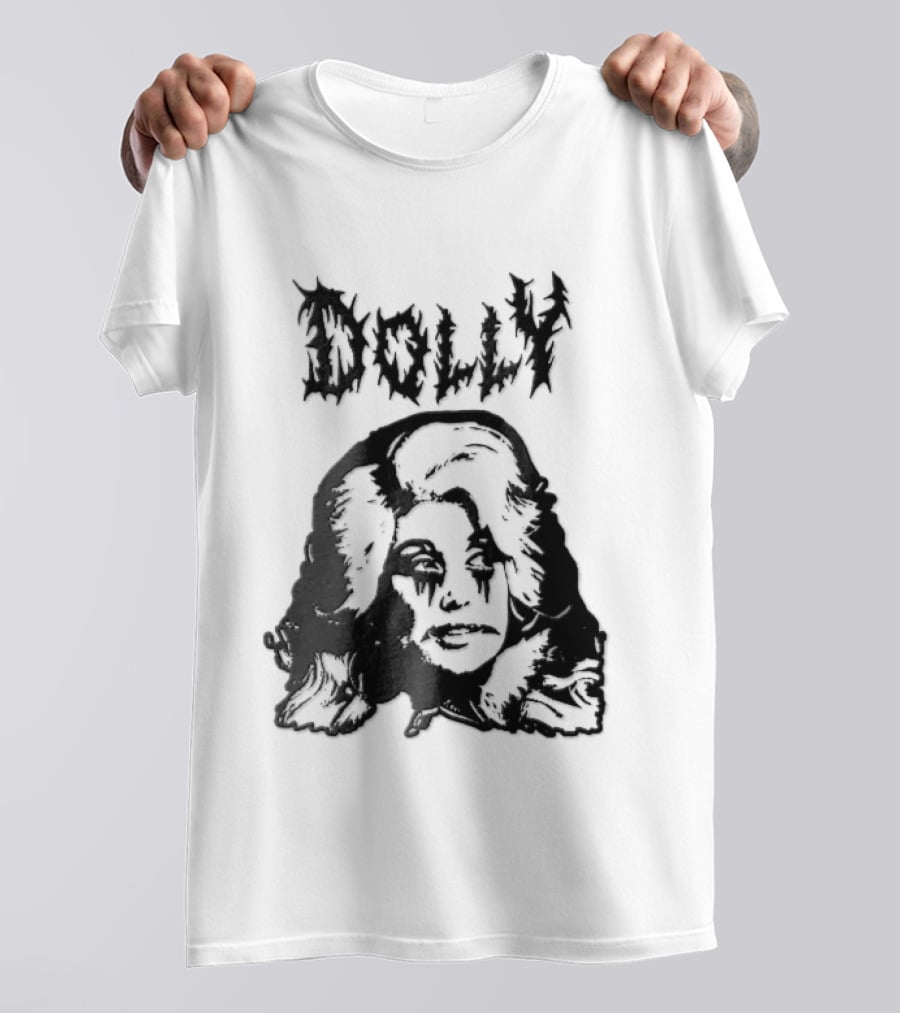 Dolly Parton Corpse Paint Bouffant Halftone Caricature T-Shirt