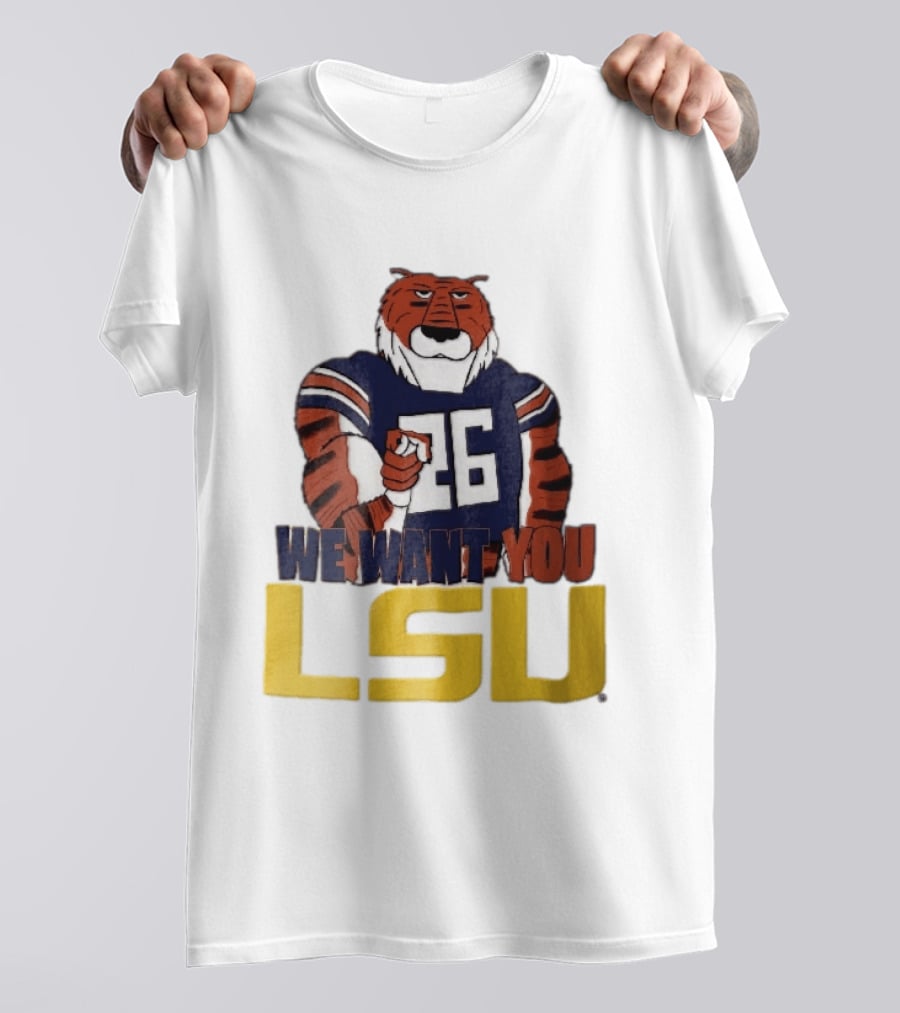 LSU Tigers We Want You Number 26 Mascot Pointing T-Shirt