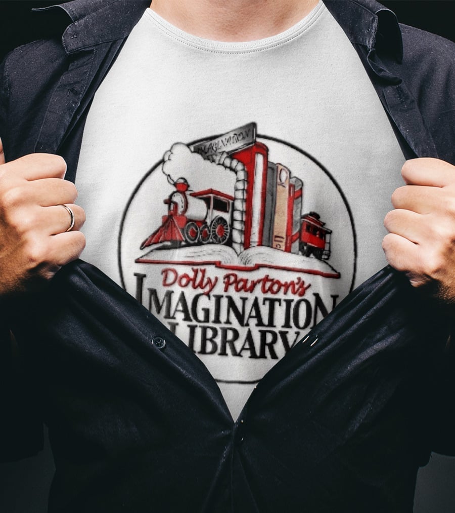 Dolly Parton's Imagination Library Steam Train And Books Oval T-Shirt