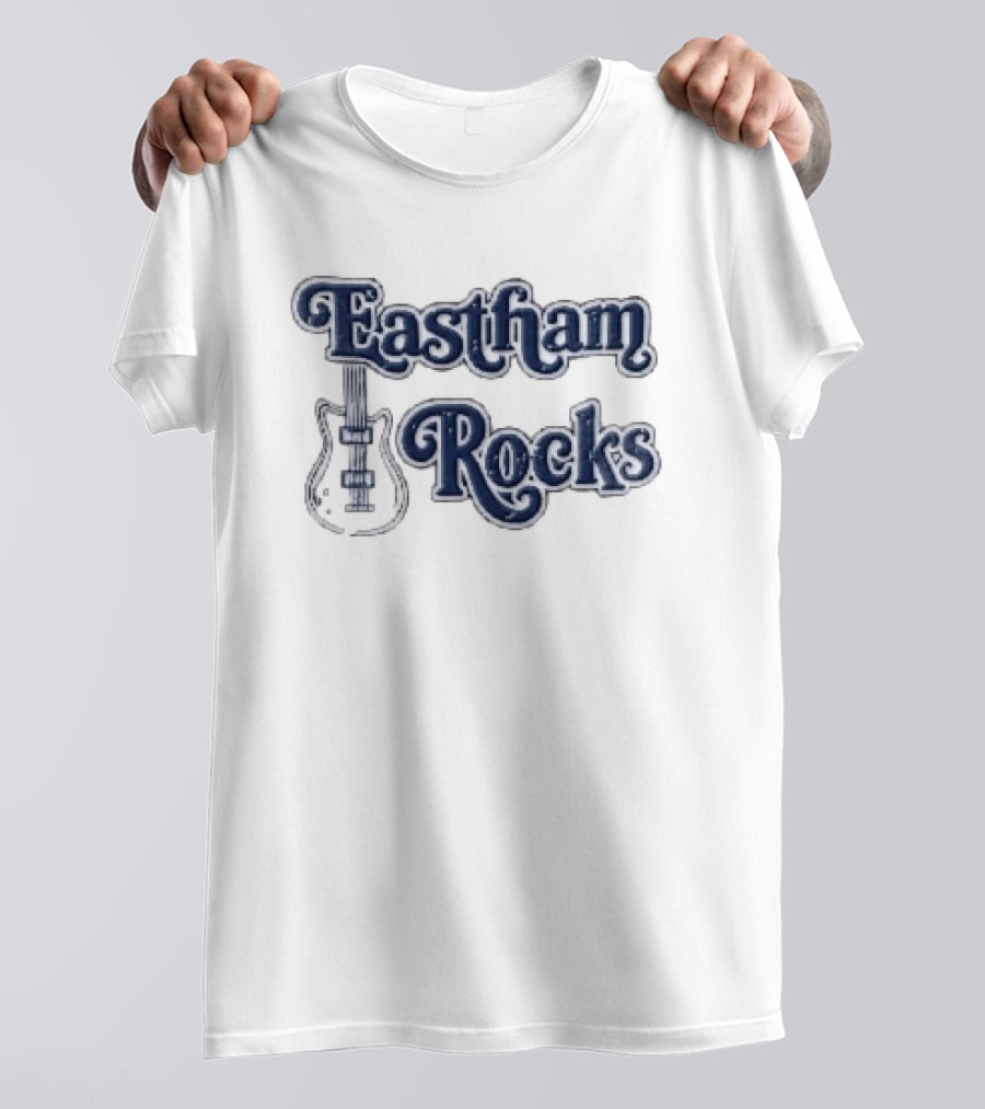 Eastham Rocks Distressed Electric Guitar Music T-Shirt