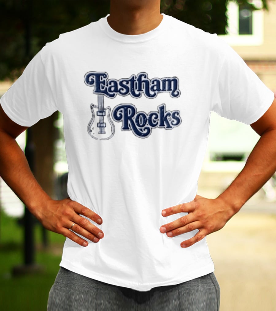 Eastham Rocks Distressed Electric Guitar Music T-Shirt