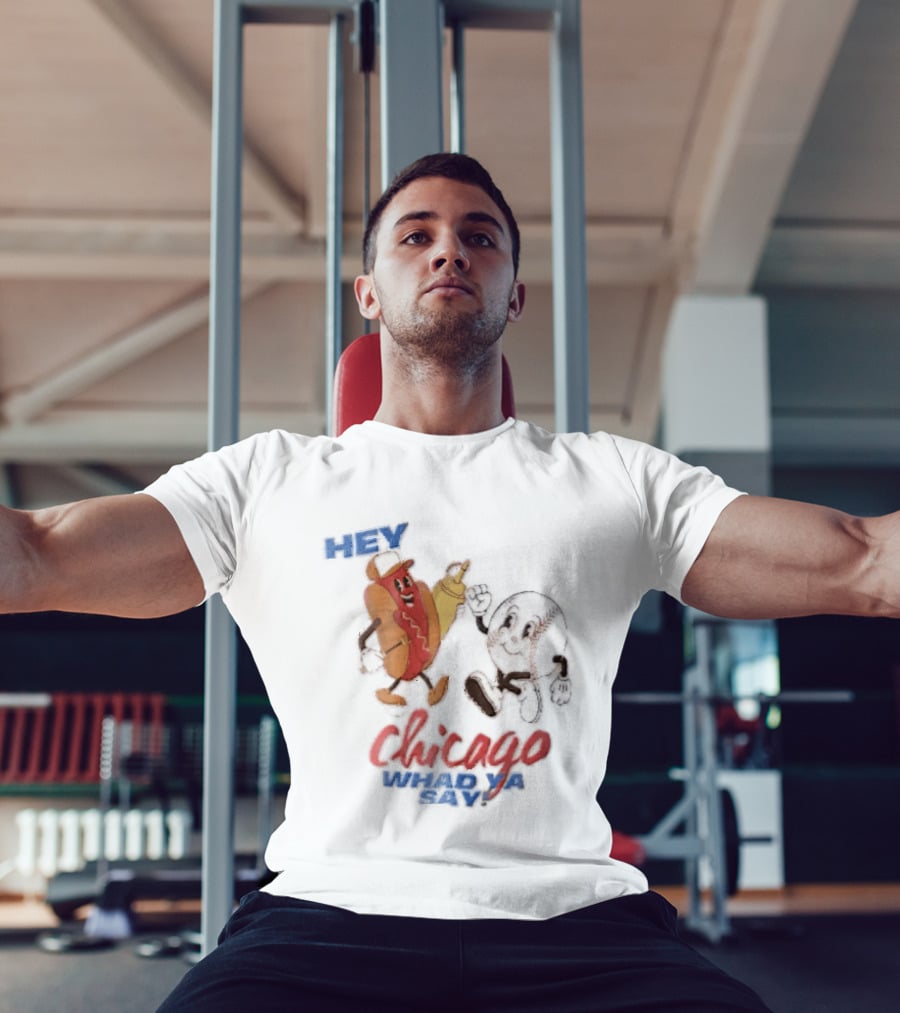 Hey Chicago Whad Ya Say Cartoon Hot Dog Baseball Characters T-Shirt