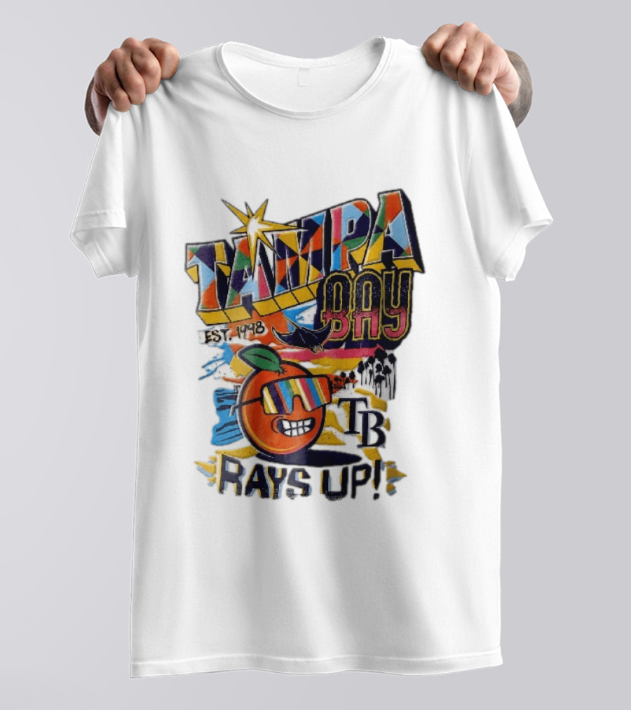 Tampa Bay Rays Est 1998 Cartoon Orange Sunglasses Palm Trees Stingray Rays Up T-Shirt