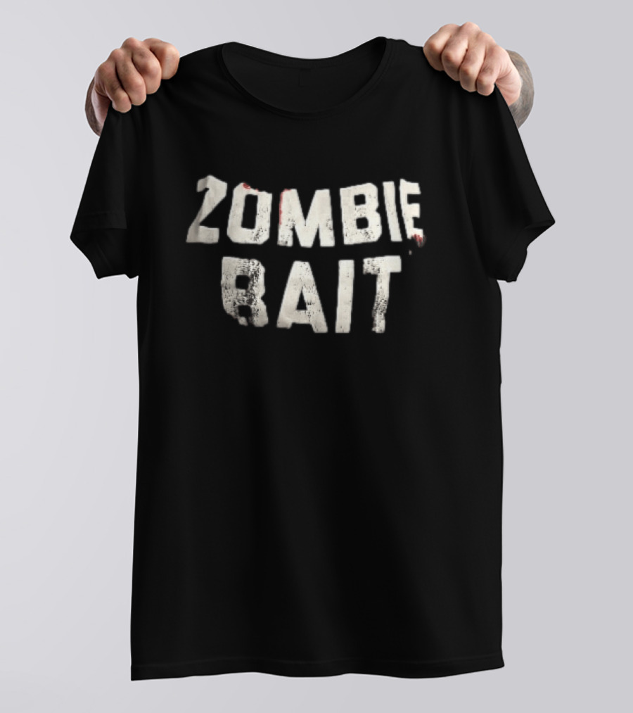Zombie Bait Distressed White Bloodstained Crumpled Tape T-Shirt