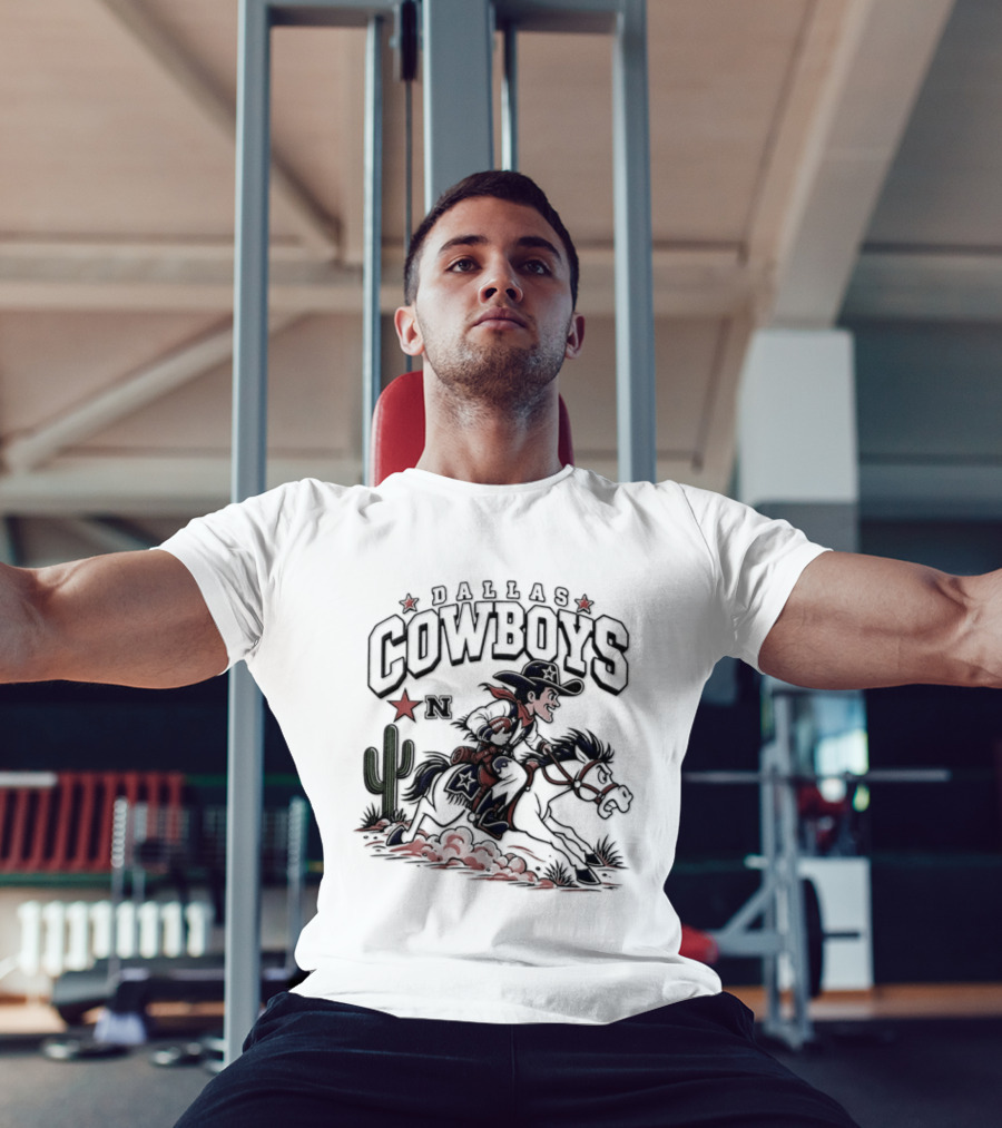 Dallas Cowboys Rider With Horse And Cactus Scene T-Shirt