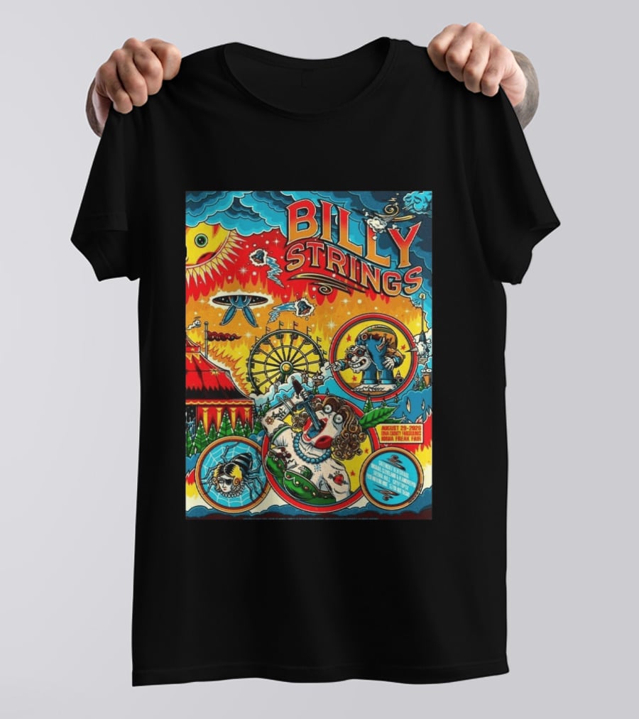 Billy Strings Ionia Freak Fair 2026 Night 2 Ionia MI August 29 UFO Carnival Extravaganza Ferris Wheel T-Shirt