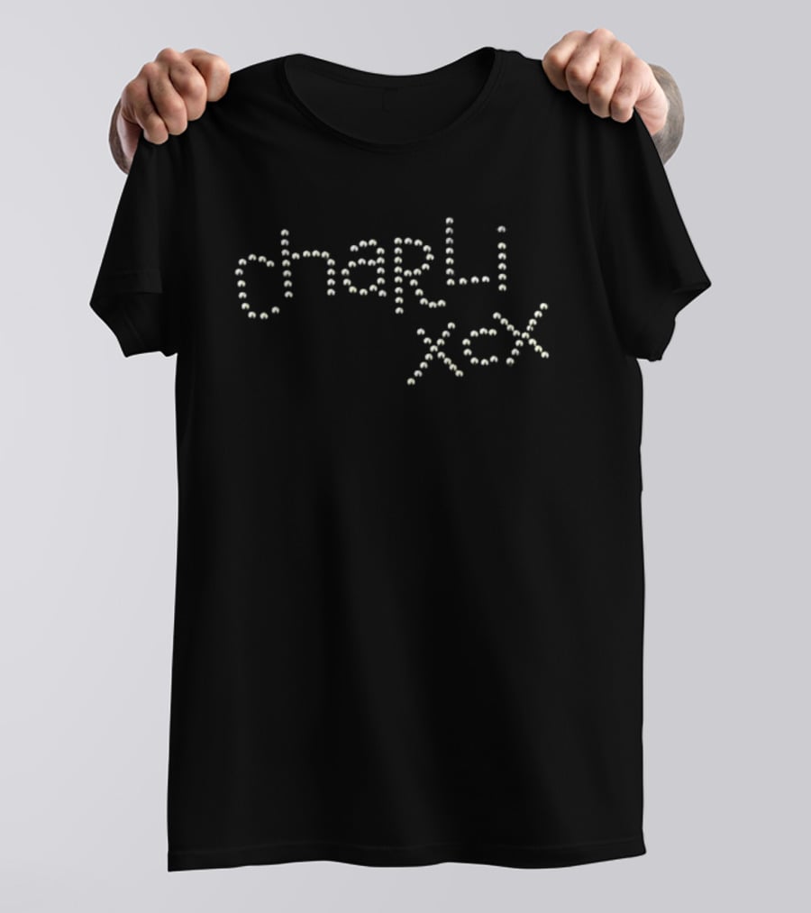 Charli XCX Brass Studded Bold Lettering T-Shirt