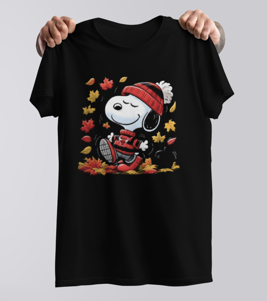 Chicago Bulls NBA Snoopy Dancing Autumn Leaves Pumpkin Cartoon T-Shirt