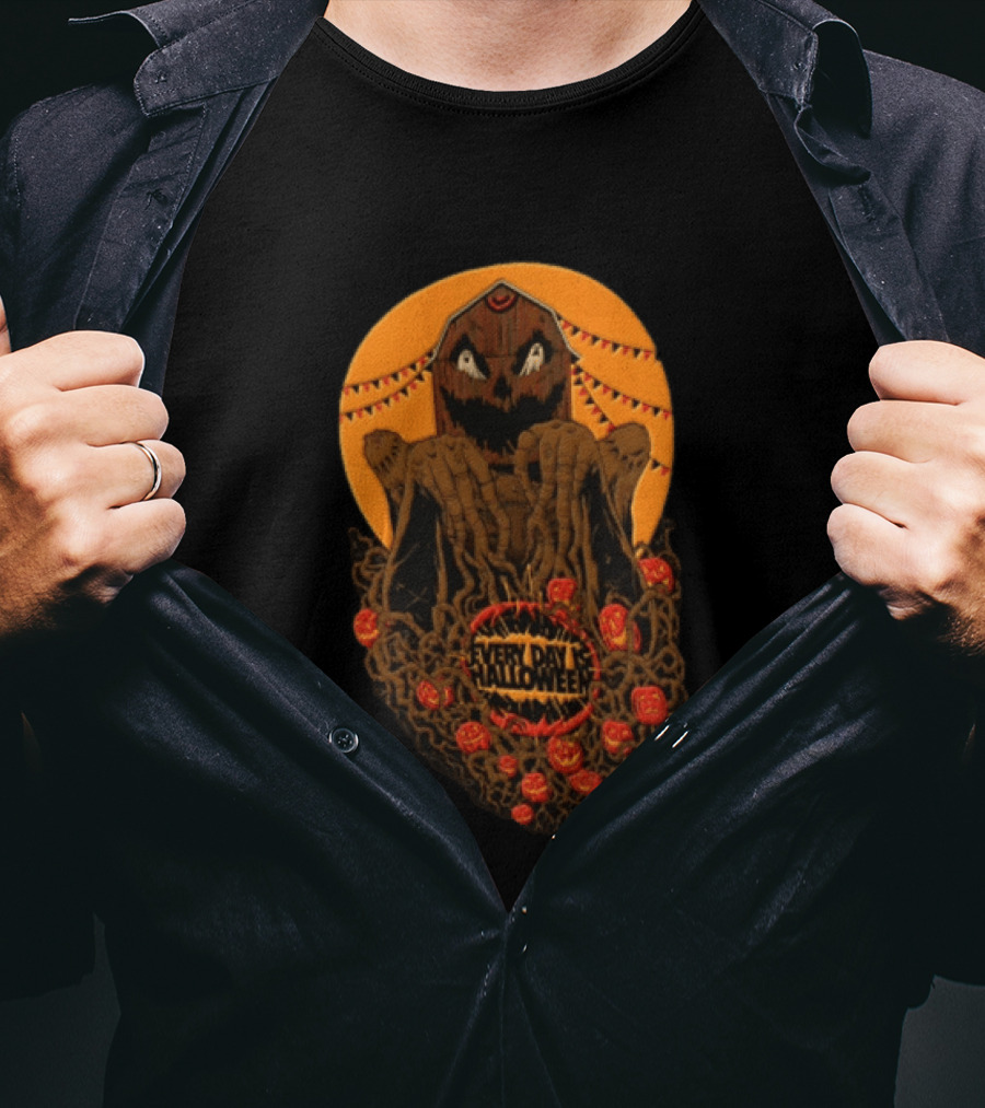 Every Day Is Halloween 2026 Creepy Pumpkin Monster With Tentacles And Bats T-Shirt