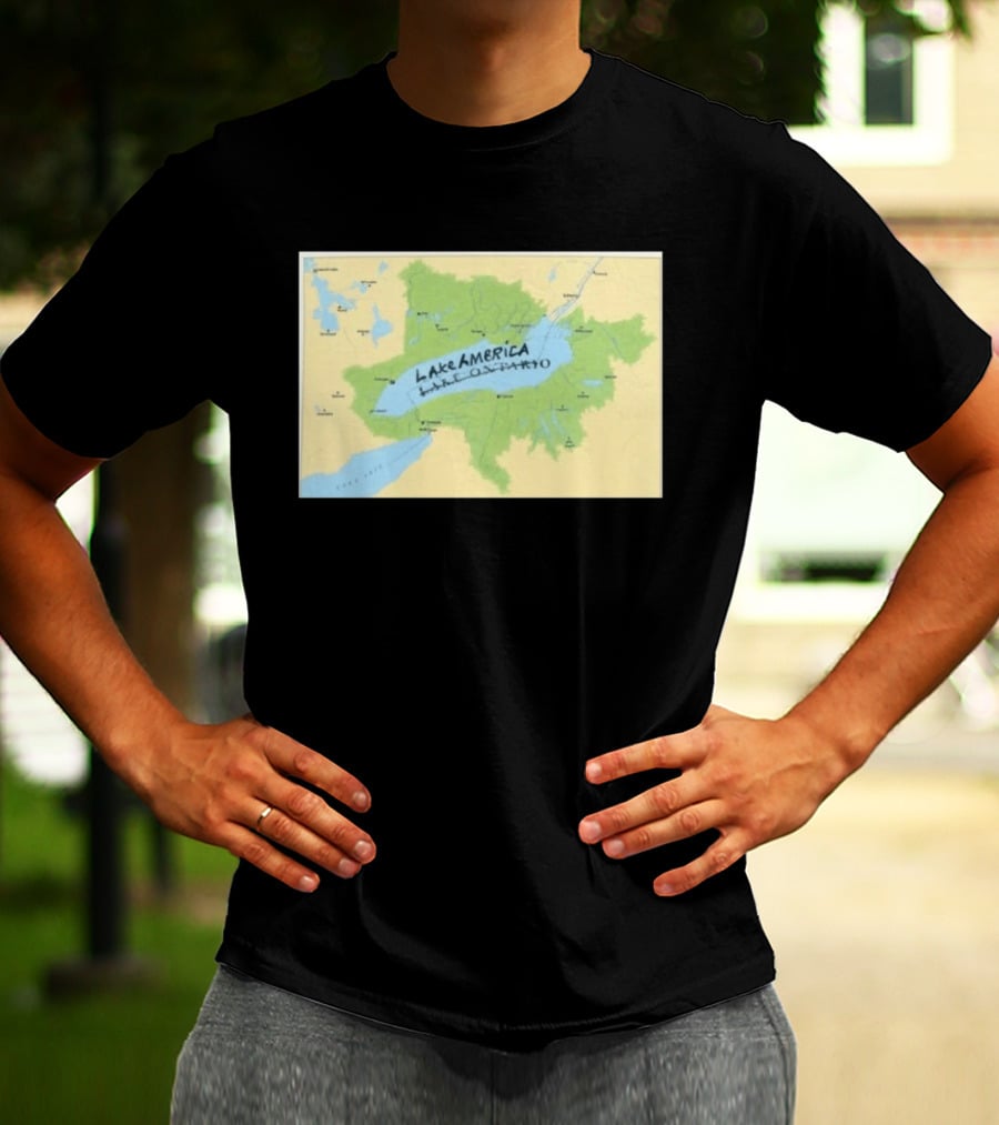 Lake Ontario Map Lake America Fun Geography Twist T-Shirt