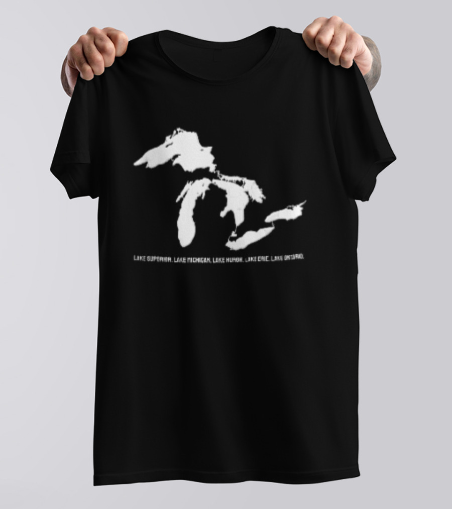 Lake Superior Michigan Huron Erie Ontario Map Of Great Lakes T-Shirt