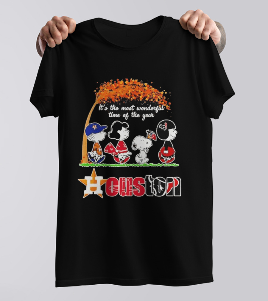 Houston Peanuts Halloween Sports Most Wonderful Time 2026 T-Shirt