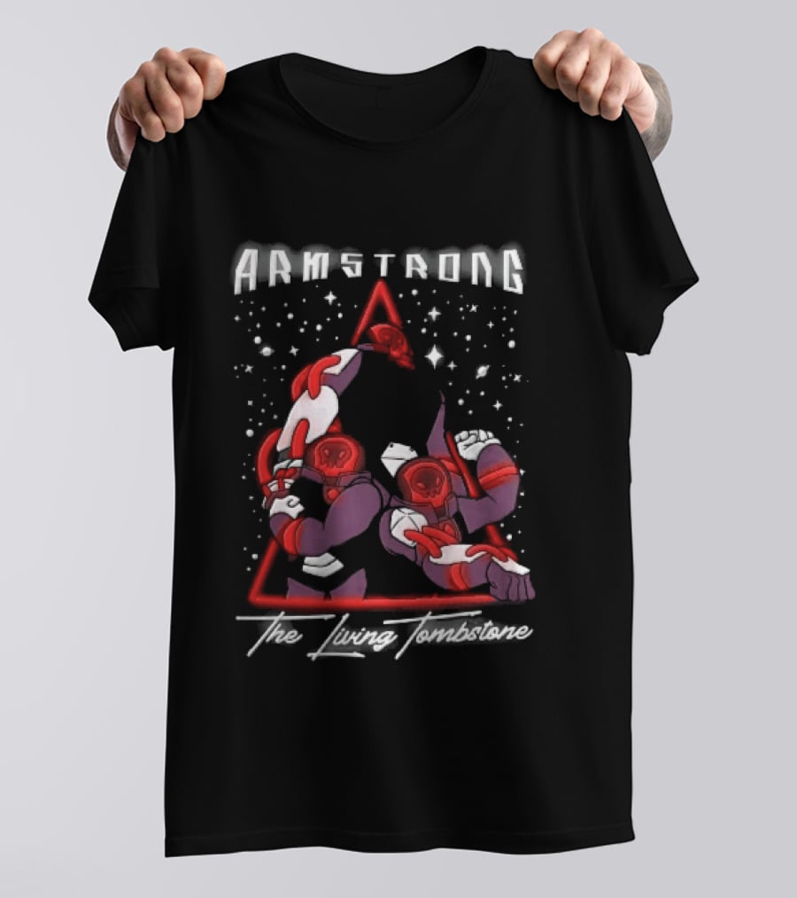 Armstrong Three Armored Sci Fi Astronauts Red Triangle Starfield Cartoon T-Shirt