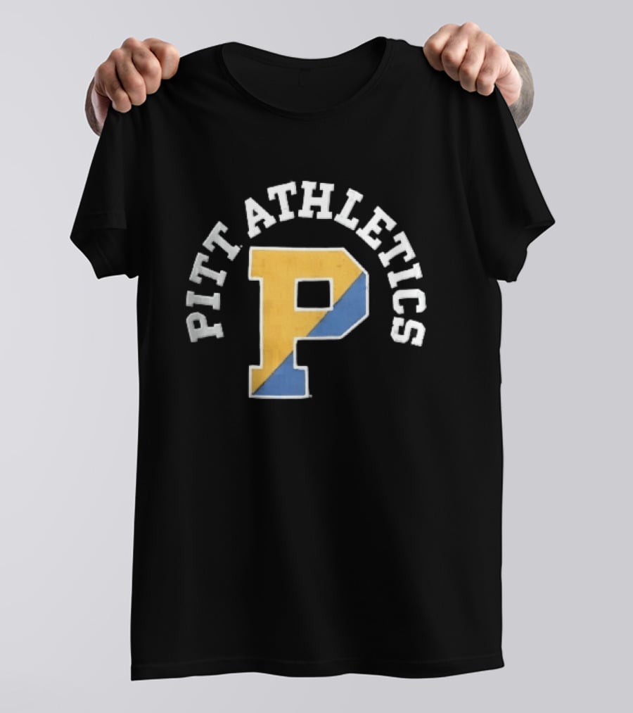 Pitt Athletics P Split Yellow Blue Block Letter Pittsburgh Panthers NCAA T-Shirt