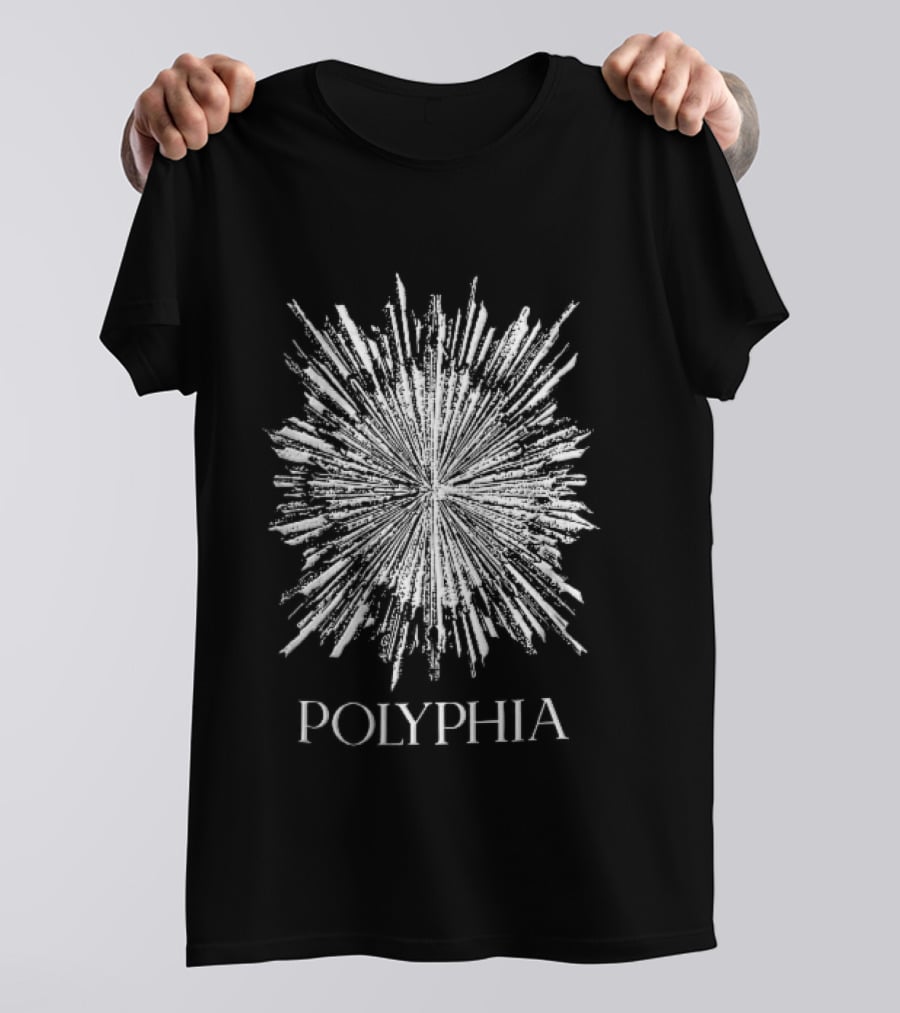 Polyphia Distressed White Starburst Explosion Rays Grunge Stencil T-Shirt