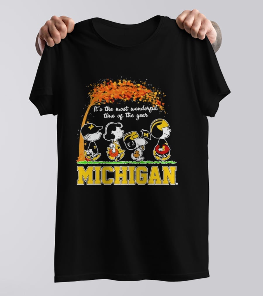 Michigan Wolverines Peanuts Halloween It's The Most Wonderful Time 2026 T-Shirt