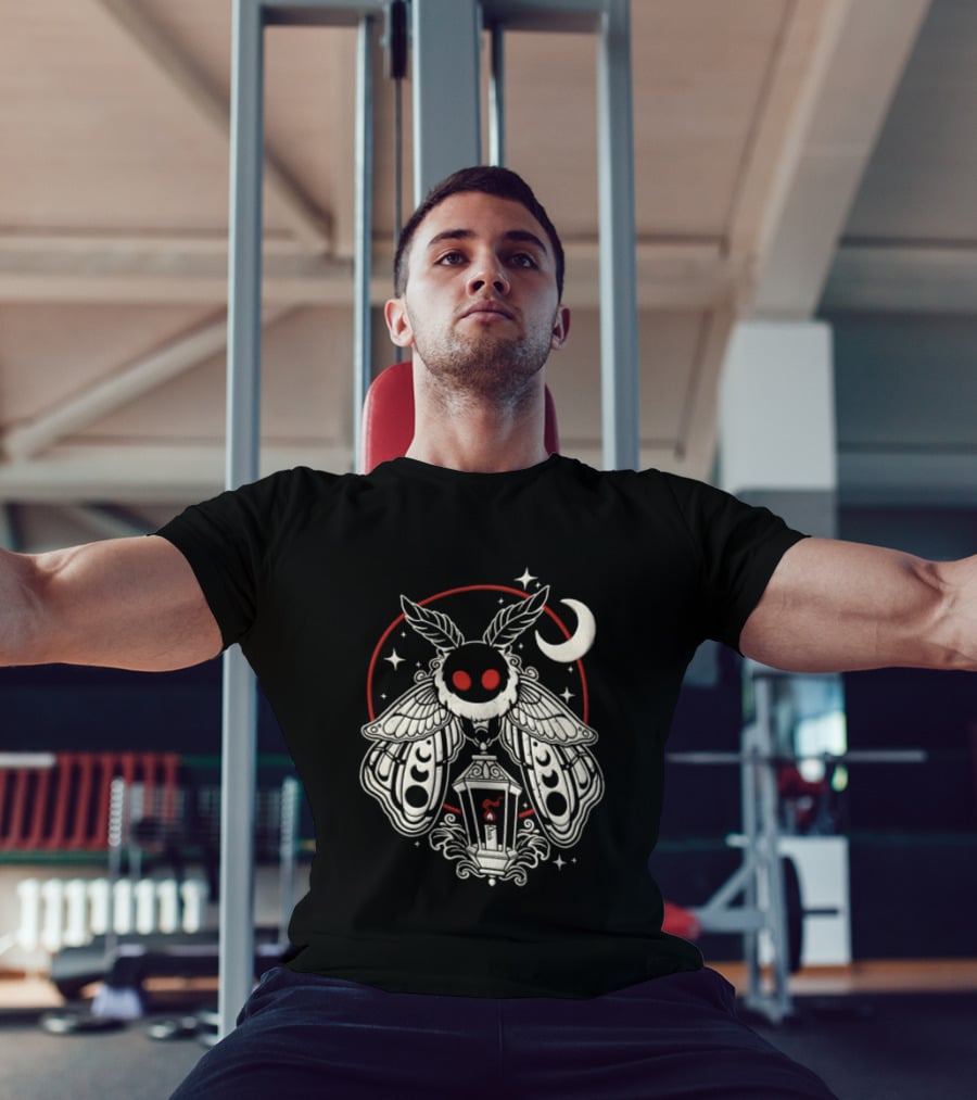Mothman Lantern Moon Stars T-Shirt