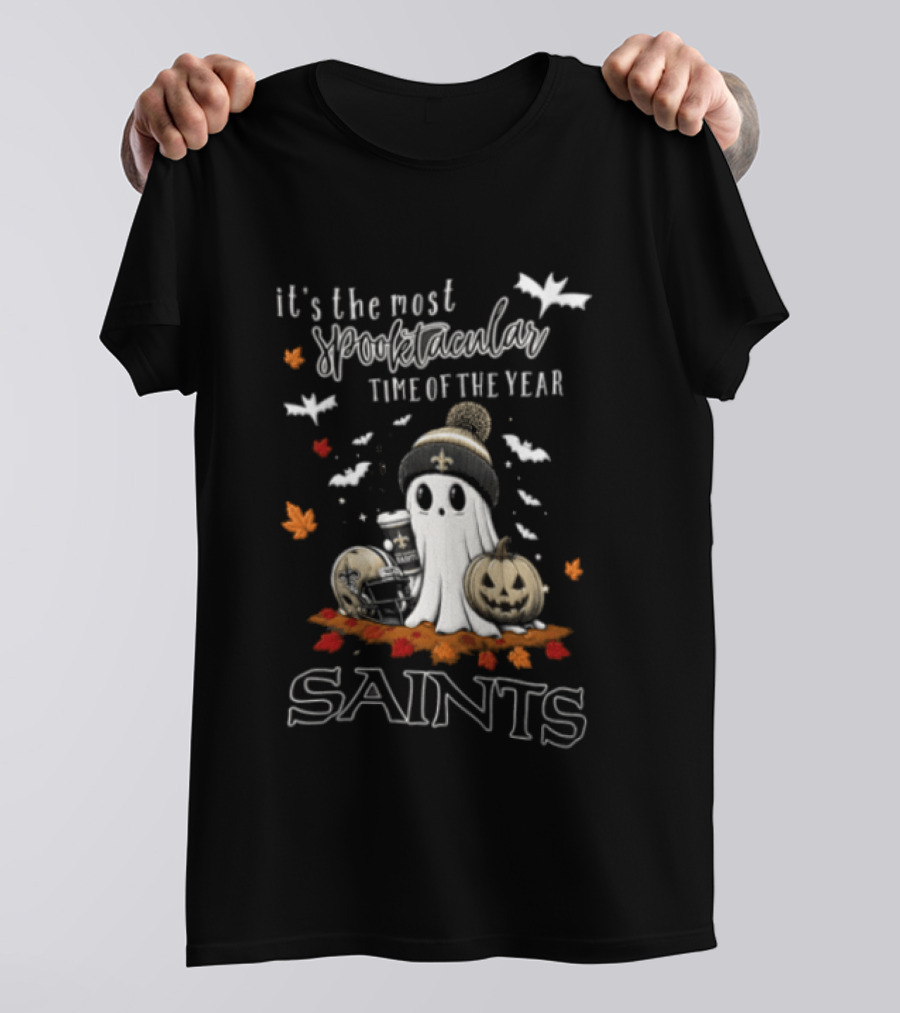 New Orleans Saints Halloween Spooktacular Ghost Helmet Pumpkin T-Shirt
