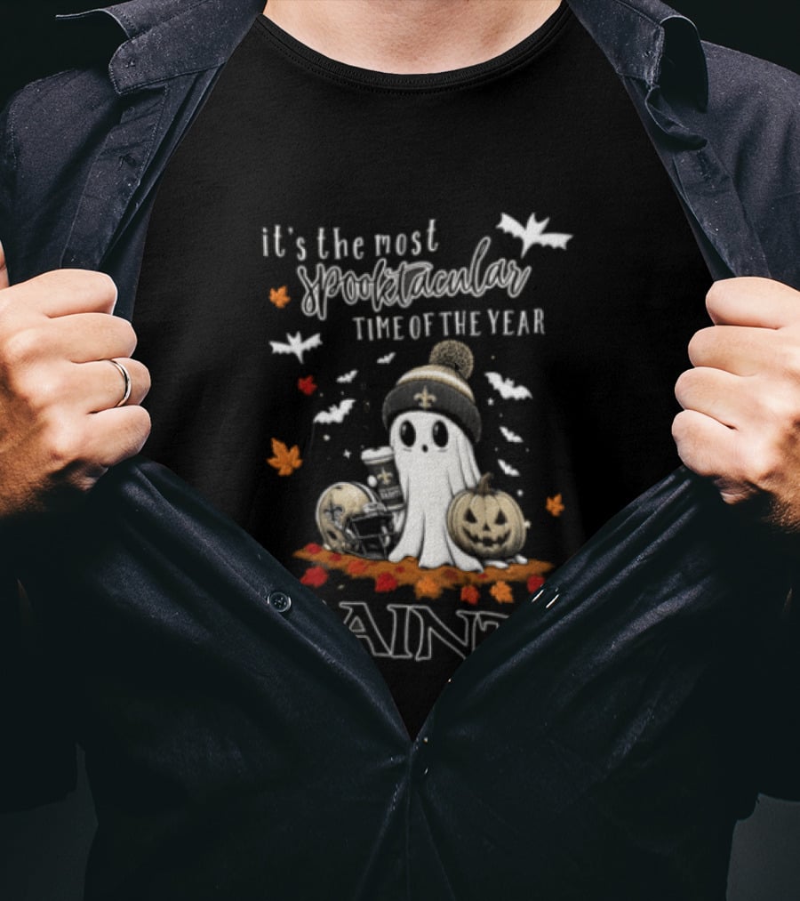 New Orleans Saints Halloween Spooktacular Ghost Helmet Pumpkin T-Shirt