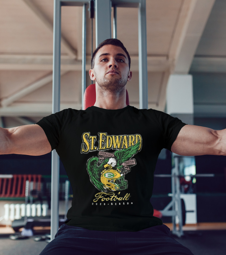 St Edward Green And Gold Tradition Football 2026 Season Eagle Helmet T-Shirt