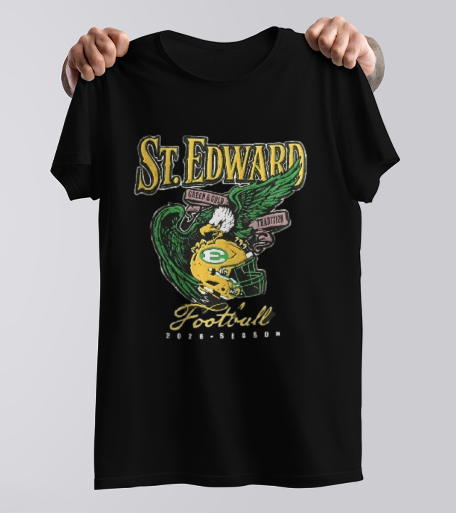 St Edward Green And Gold Tradition Football 2026 Season Eagle Helmet T-Shirt