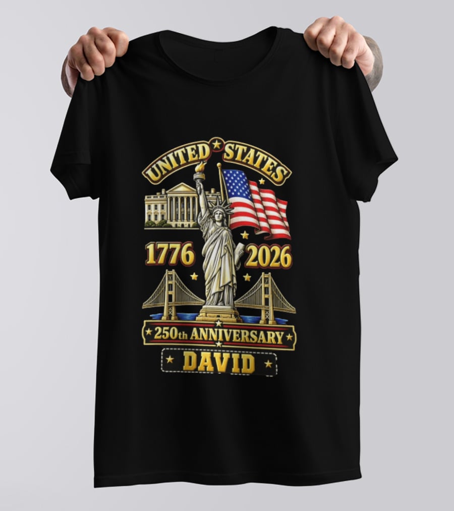 United States Statue Of Liberty White House Bridge 1776 2026 250th Anniversary David T-Shirt