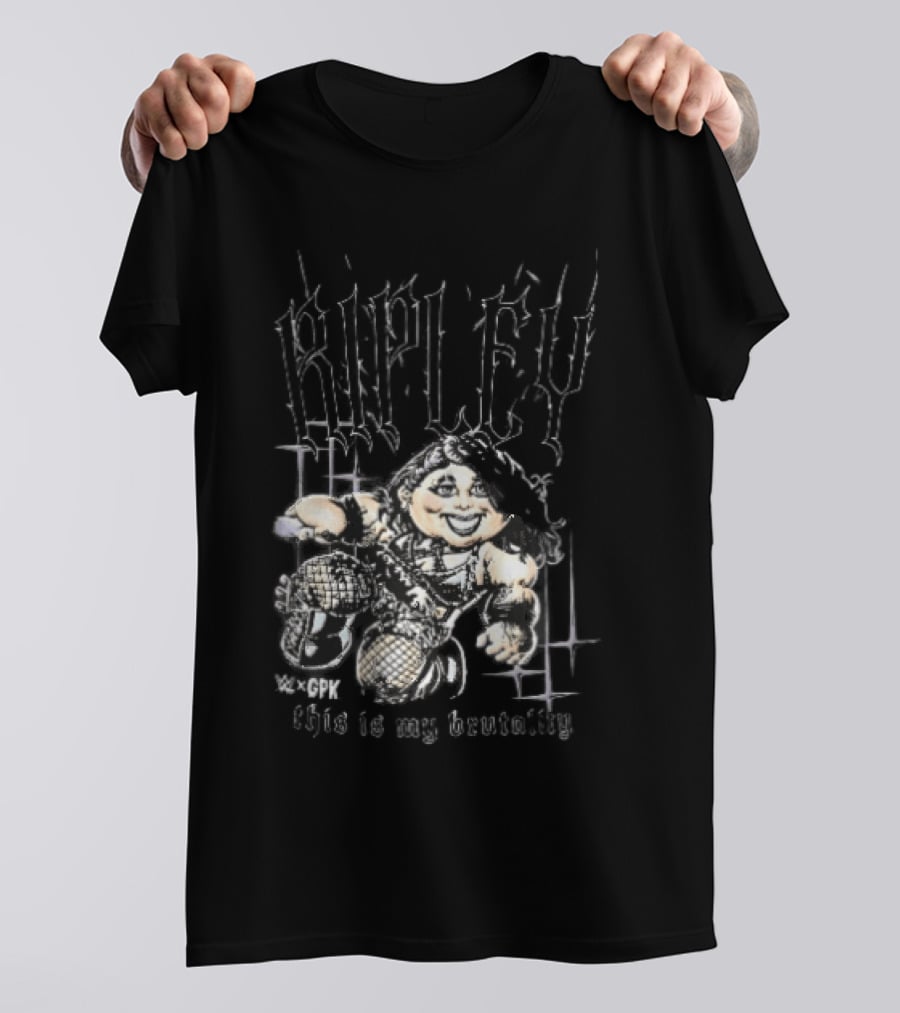 WWE GPK Ripley This Is My Brutality Female Wrestler Cartoon Caricature T-Shirt