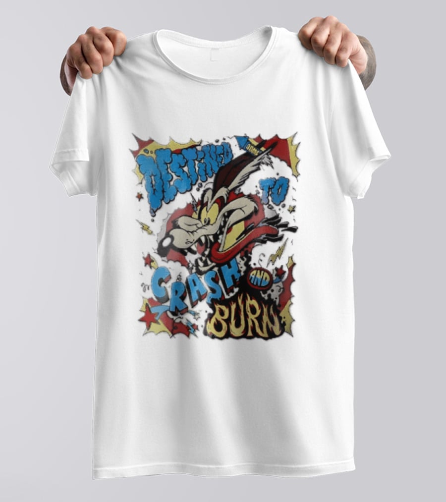 Acme Destined To Crash And Burn Cartoon Wile E. Coyote Rocket Flames T-Shirt