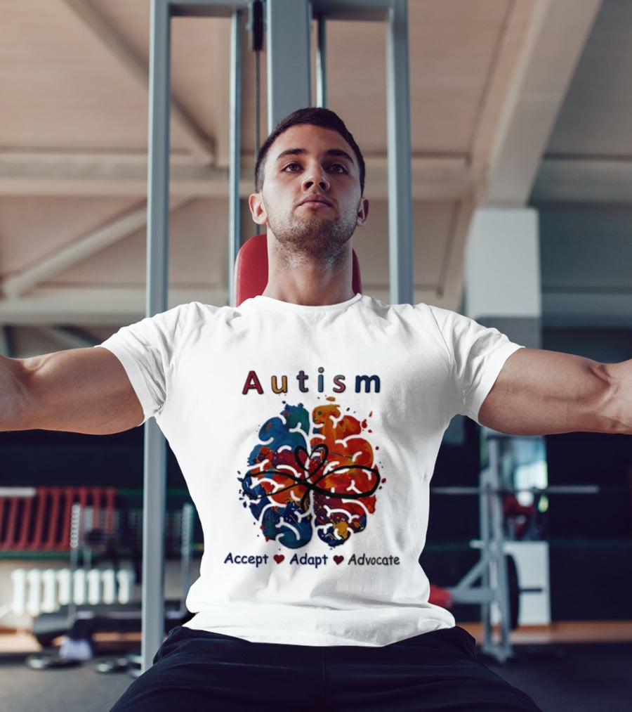 Autism Infinity Heart Accept Adapt Advocate Colorful Watercolor Brain T-Shirt