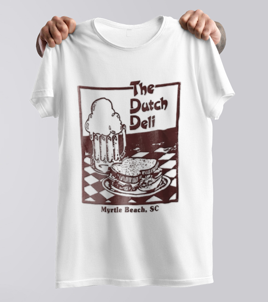 The Dutch Deli Myrtle Beach SC Beer Sandwich Checkered T-Shirt