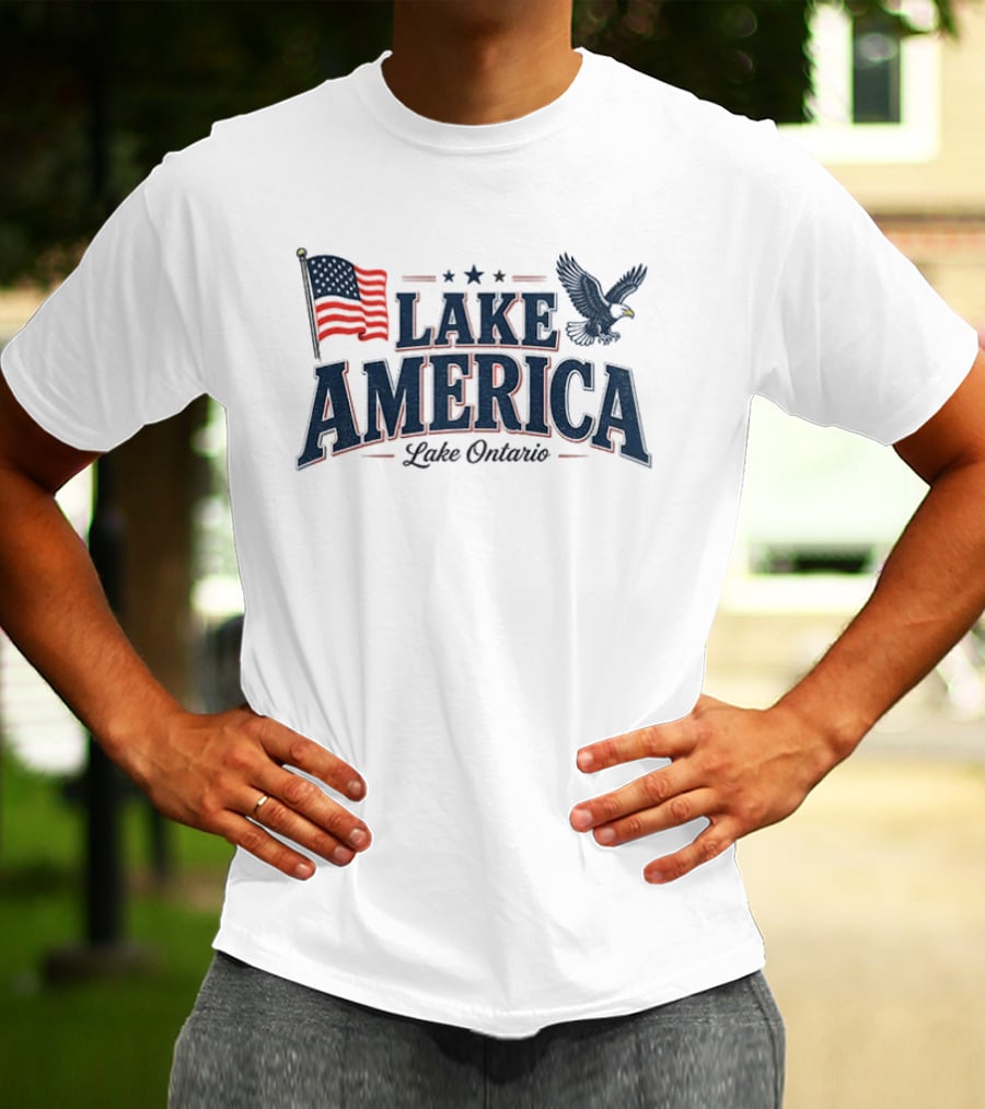 Lake America Lake Ontario Eagle American Flag Souvenir T-Shirt