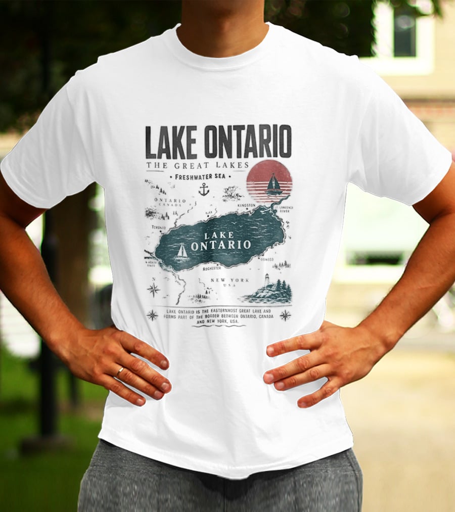 Lake Ontario Map And Sailboat The Great Lakes Resist T-Shirt