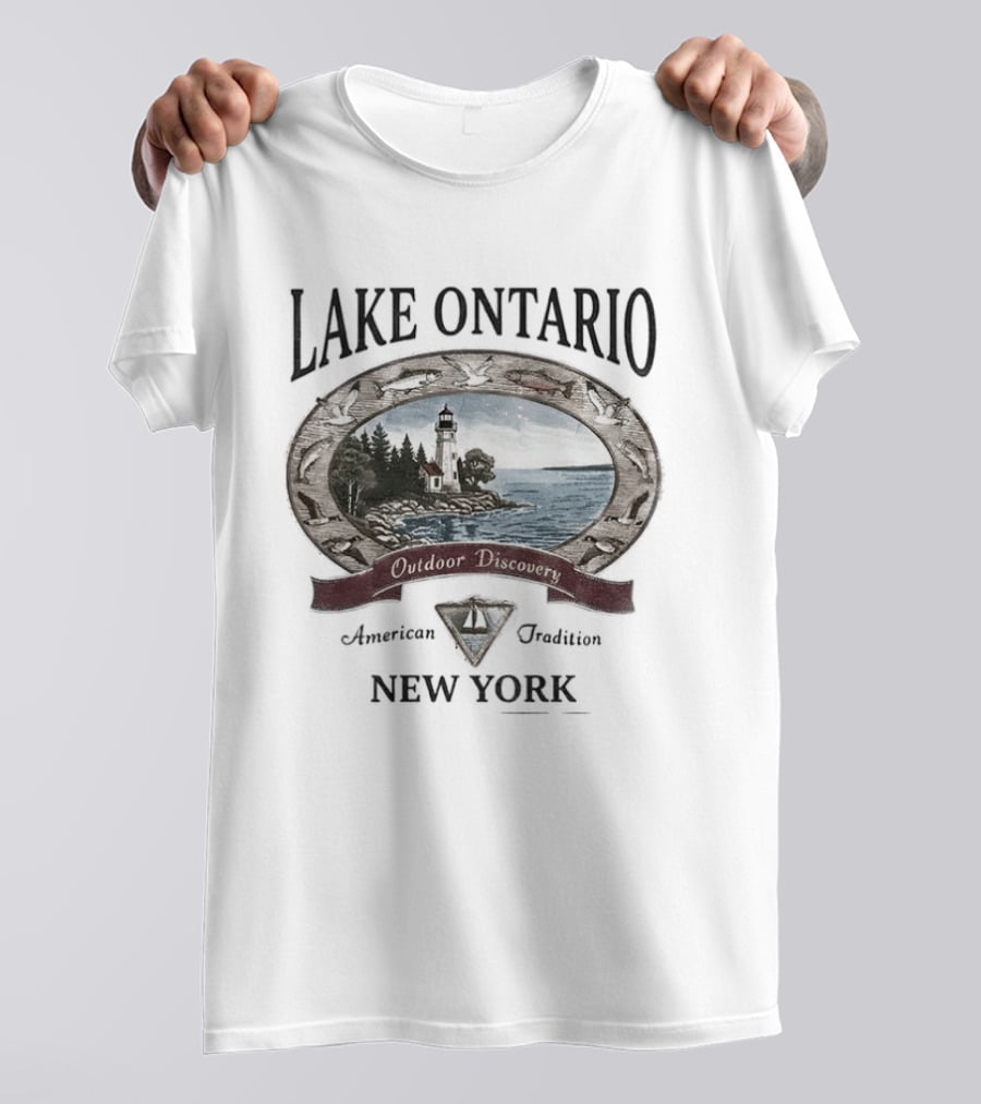 Lake Ontario New York Outdoor Discovery American Tradition 90s Nostalgia Camping Boating Fishing T-Shirt