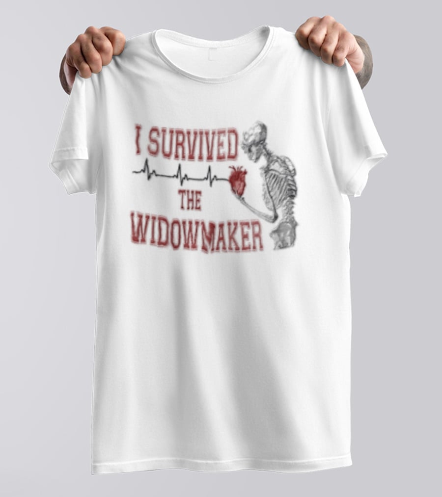 I Survived The Widowmaker Skeleton Holding Heart Rhythm T-Shirt