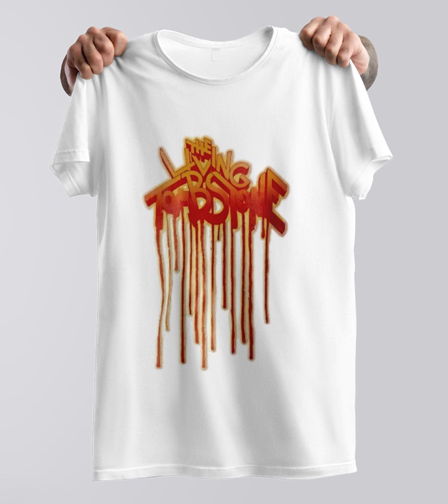 The Living Tombstone Red Orange Dripping Graffiti Font T-Shirt