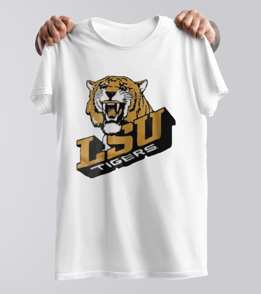 Louisiana State LSU Tigers Roaring 3D Block NCAA T-Shirt