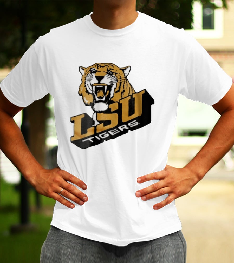 Louisiana State LSU Tigers Roaring 3D Block NCAA T-Shirt