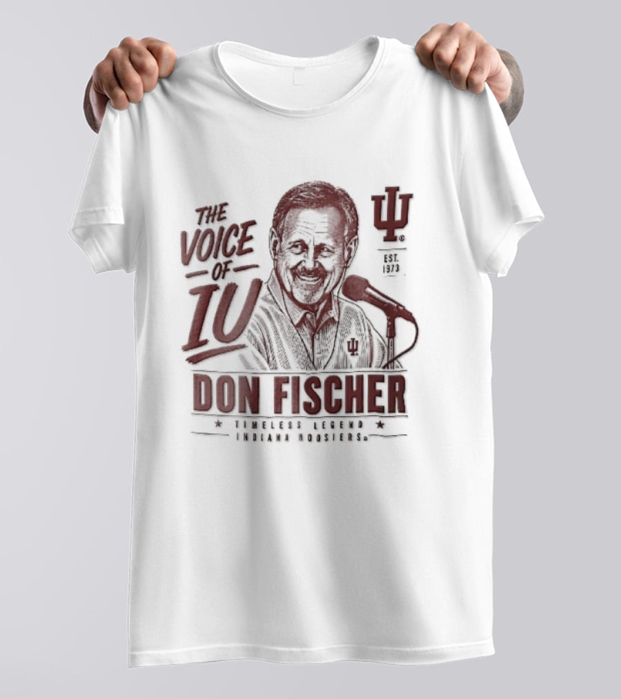 Indiana Hoosiers NCAA The Voice Of IU Don Fischer Timeless Legend Est 1973 Radio Announcer Microphone Line T-Shirt