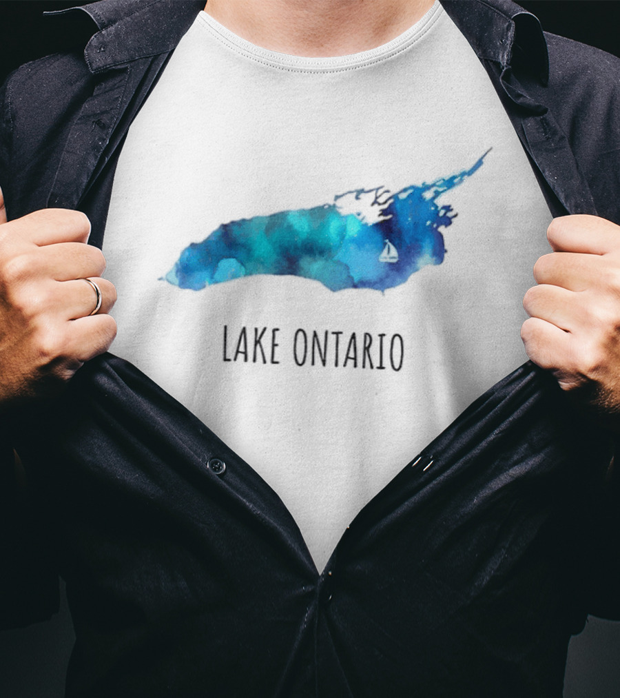 Lake Ontario Canada Map Watercolor T-Shirt