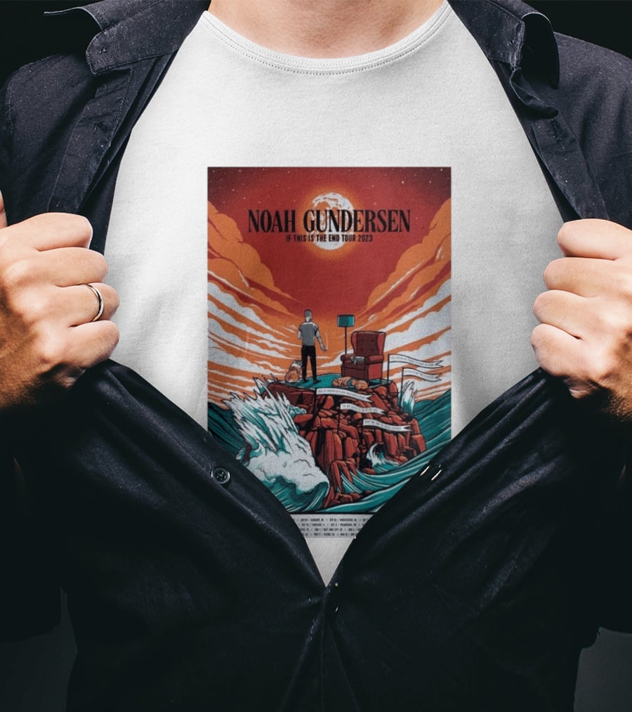 Noah Gundersen If This Is The End Tour 2023 Dramatic Ocean Waves Red Sky T-Shirt