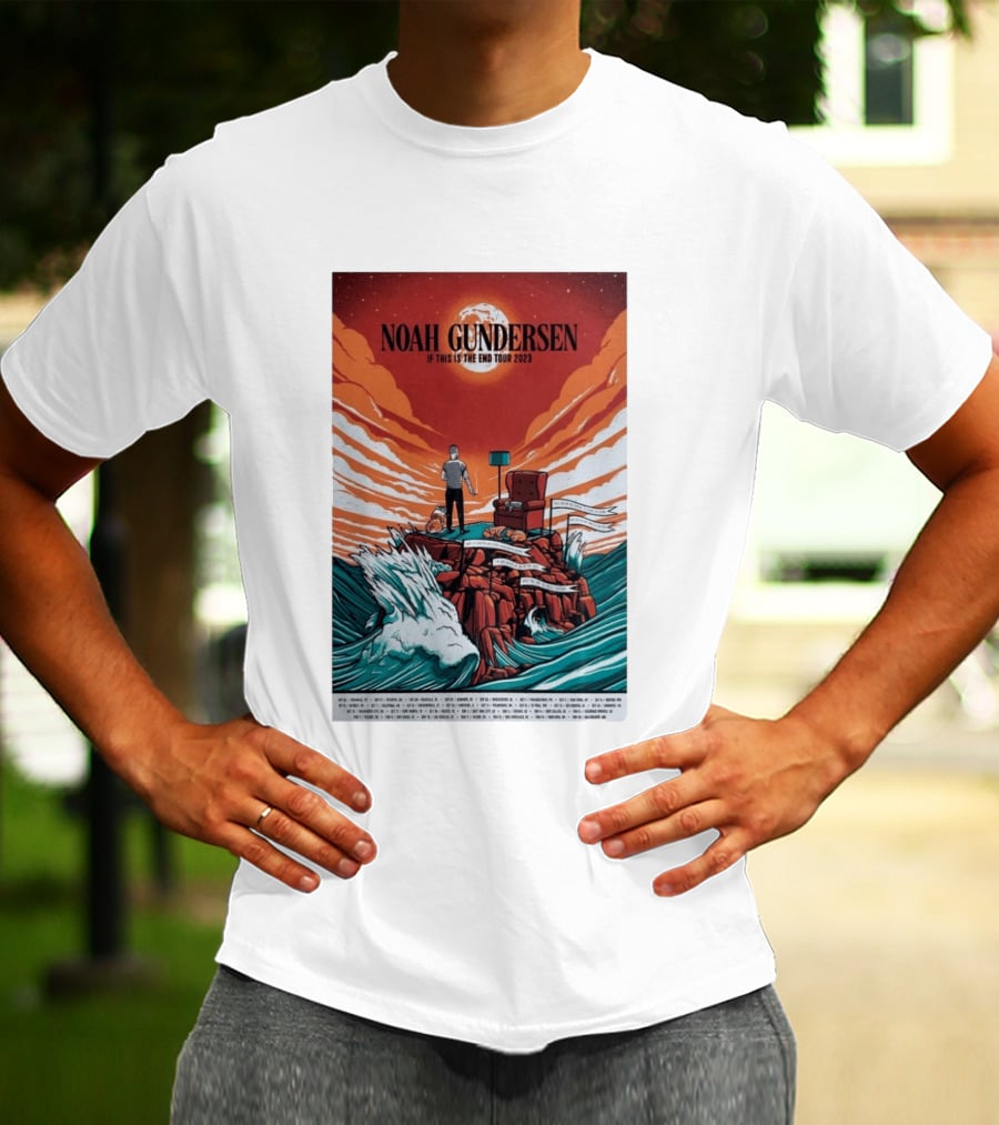 Noah Gundersen If This Is The End Tour 2023 Dramatic Ocean Waves Red Sky T-Shirt