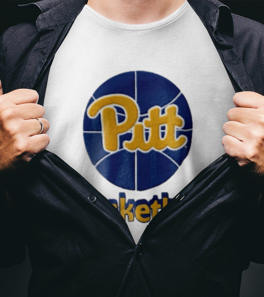 Pittsburgh Panthers Pitt Basketball Blue Sphere Yellow Script NCAA 3D T-Shirt