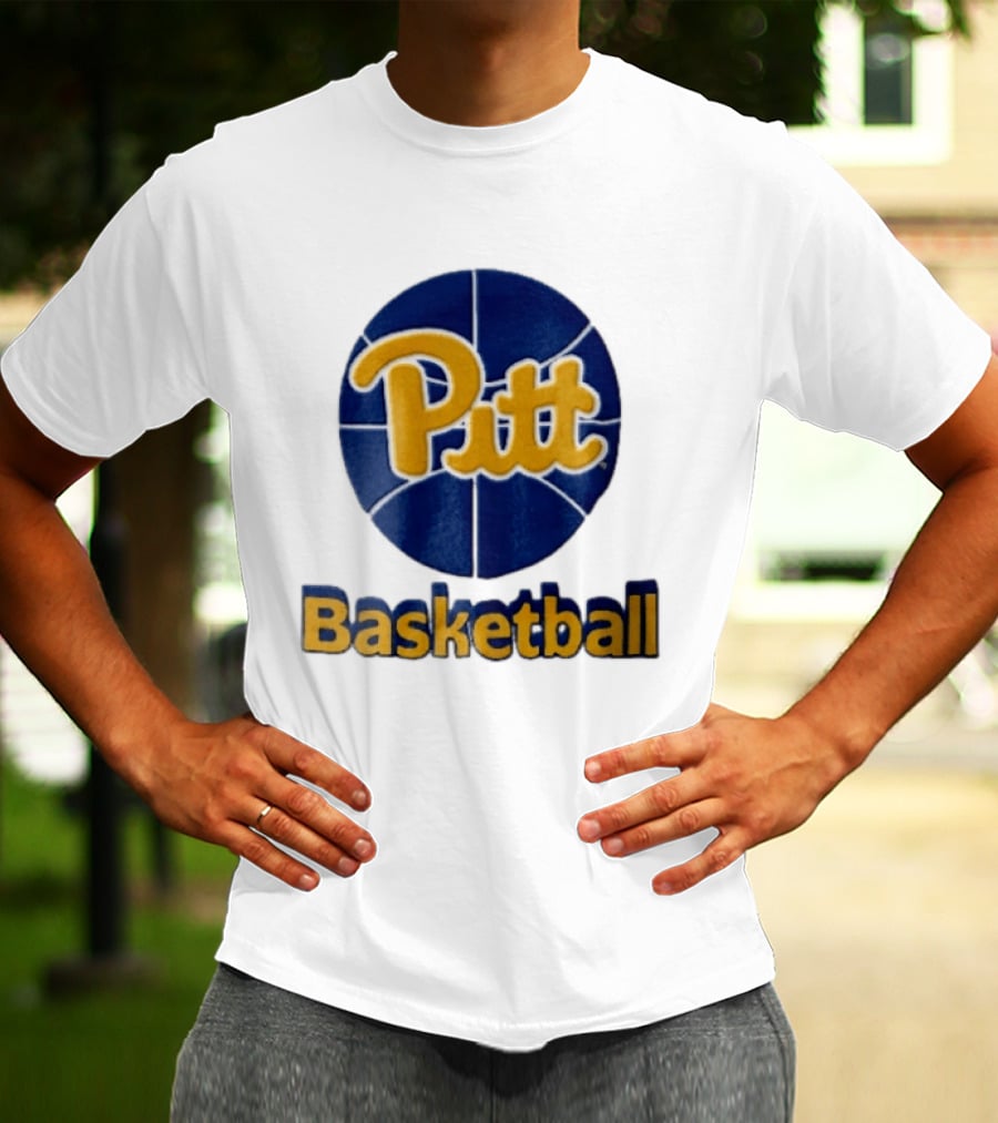 Pittsburgh Panthers Pitt Basketball Blue Sphere Yellow Script NCAA 3D T-Shirt