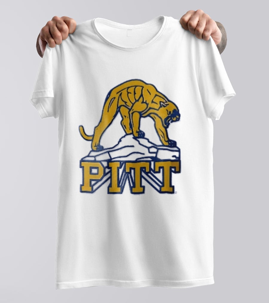 Pittsburgh Panthers Pitt Gold Panther Standing On Rock T-Shirt