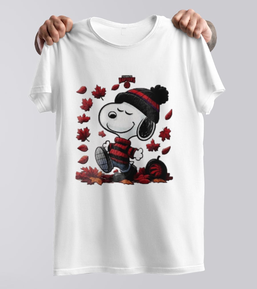 Toronto Raptors Snoopy Autumn Maple Leaves Pumpkin Walking T-Shirt