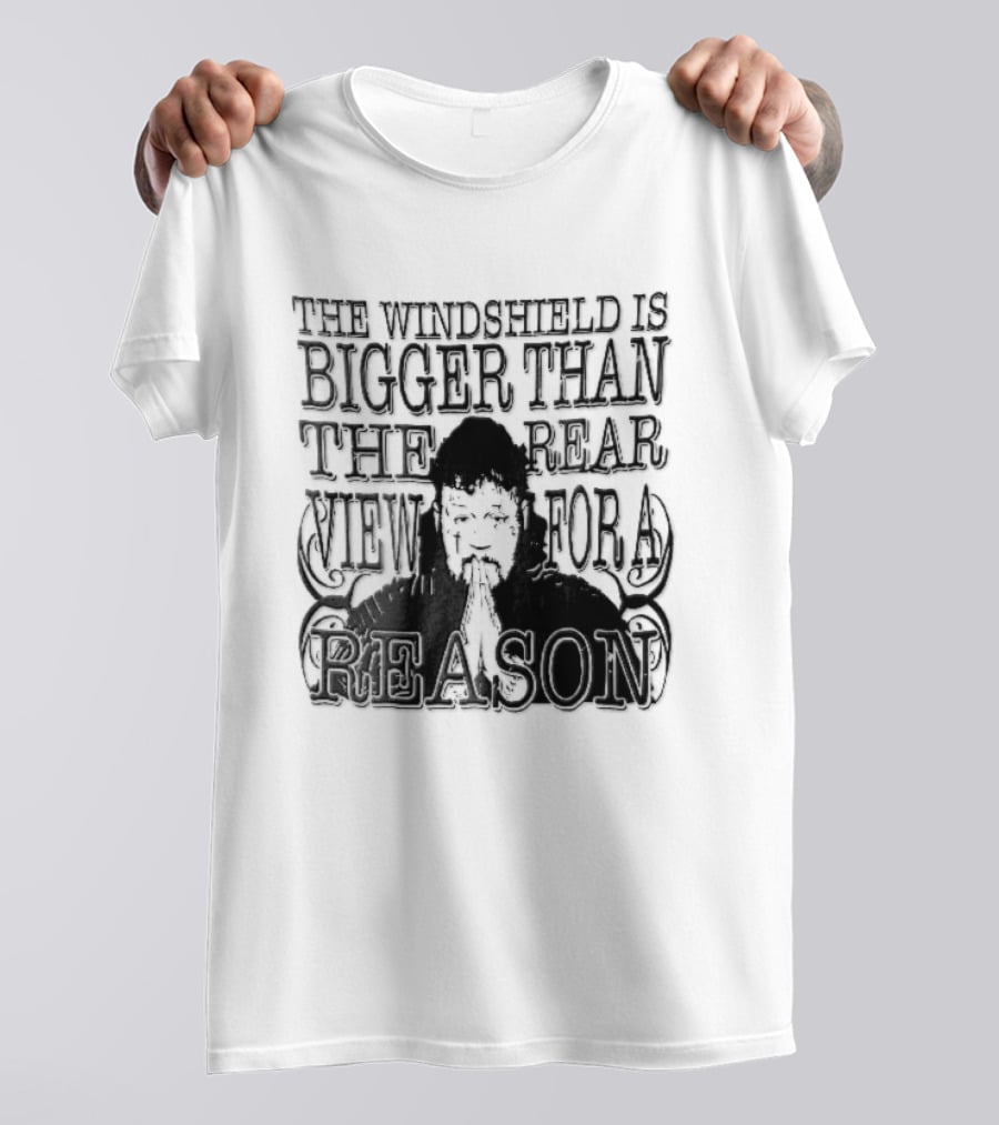 Windshield Is Bigger Than The Rear View For A Reason Jelly Roll Praying Hands Stencil T-Shirt