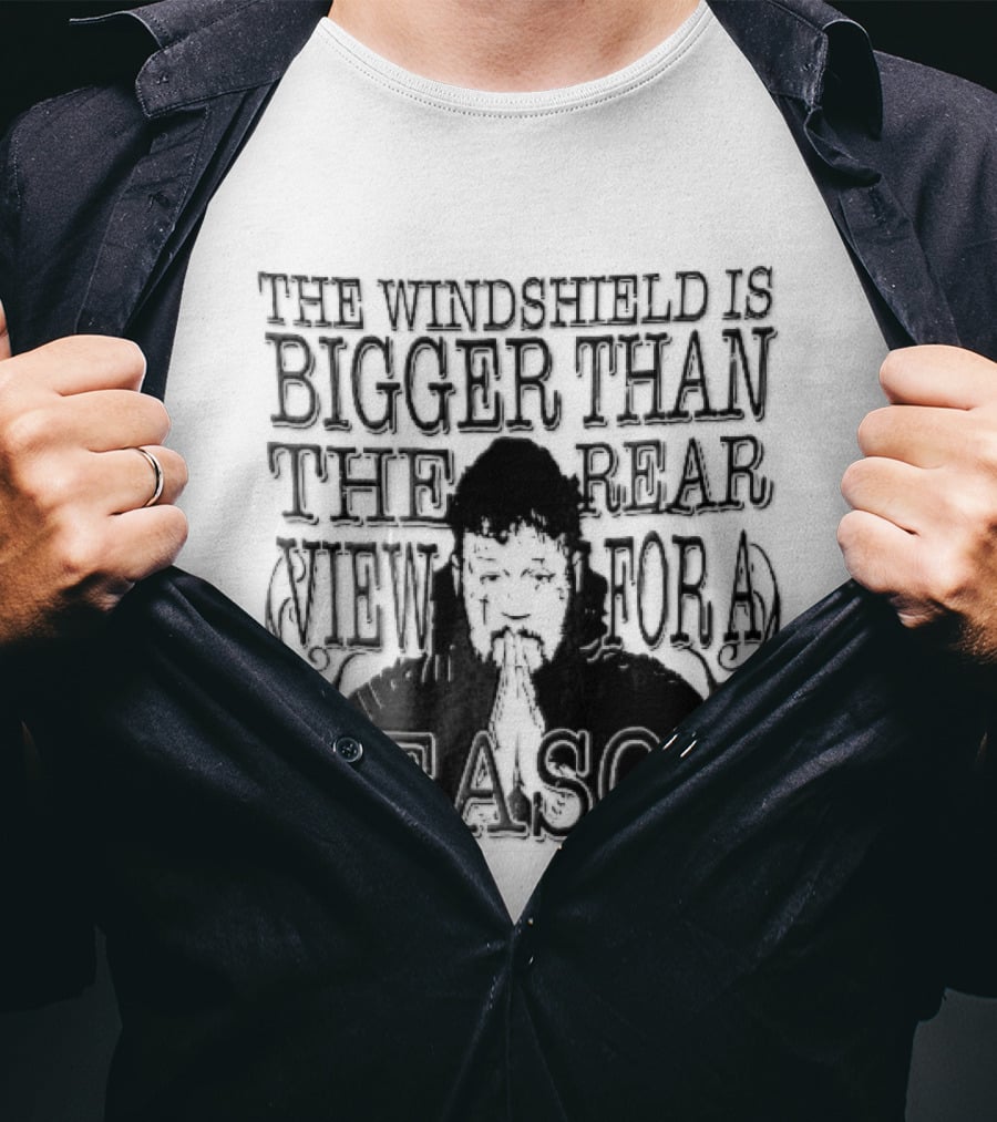 Windshield Is Bigger Than The Rear View For A Reason Jelly Roll Praying Hands Stencil T-Shirt